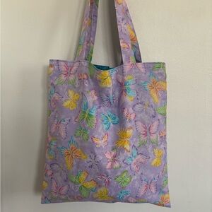 Colorful Glitter Butterfly Print Handmade Tote Bag